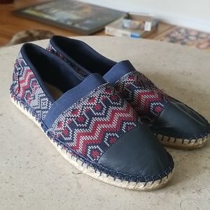 Joy & Mario Navy and Red Embroidered Print Loafers